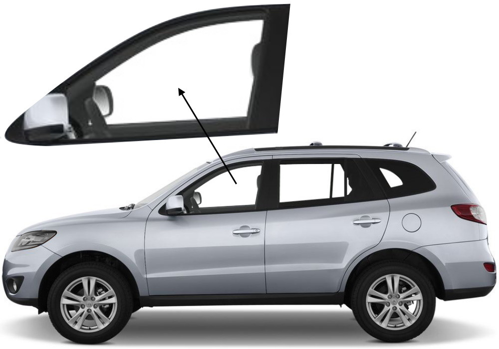 Бічне скло Hyundai Santa Fe 2006-2013 передніх дверей ліве