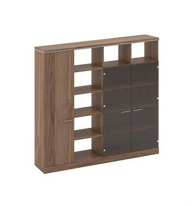 Офісна шафа для документів Ньюмен N4.22.20 тридверна корпус ДСП фасад ДСП скло бронза (MConcept-ТМ)