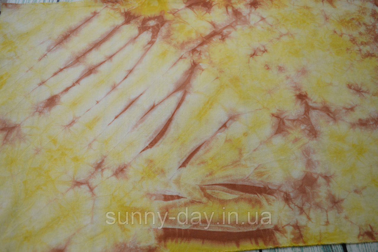 Тканина ручного фарбування розмір 44х74см основа рівномірна тканина DMC колір "Жовто - теракотовий"