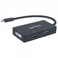 Док-станция Manhattan 152983 USB3.1 Type-C HDMI/DVI-I/VGA 10см Black
