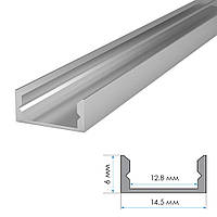 LED профіль ПФ-18 анодований накладний з розсіювачем (комплект) 2 м