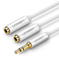 Кабель аудио сплиттер UGREEN AV134 3.5mm Male to 2 Female Audio Cable 25cm White (10739)