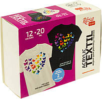 Набір акрил. фарб 12х20мл "Rosa Talent" Heart для тканини №13420214(12)