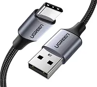 Кабель UGREEN US288 USB 2.0 to USB Type-C Cable Nickel Plating Aluminum Braid 3A 1.5m Black (60127)