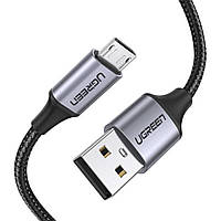 Кабель UGREEN US290 USB 2.0 to Micro Cable Nickel Plating Aluminum Braid 2A 1m Black (60146)