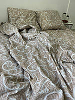 Комплект постельного белья Бязь Светло-коричневый с растительным орнаментом Полуторный размер 150х220