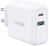 Сетевое зарядное устройство UGREEN CD170 USB+USB Type-C Wall Charger 36W 3A White (60468)