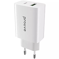 Сетевое зарядное устройство Proove Rapid 20W Adapter (Type C + USB), White блок питания для телефона