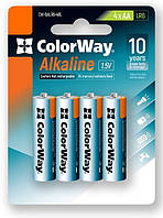 Батарейка СolorWay Alkaline Power лужні AA (4шт) blister (CW-BALR06-4BL)