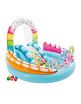Дитячий ігровий центр-басейн з гіркою Candy Fun Play Center Intex 57144