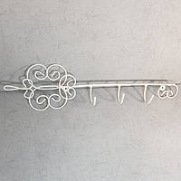 Вішалка "Ключ 3" настінна металева для одягу, 505x50x130 мм, біла