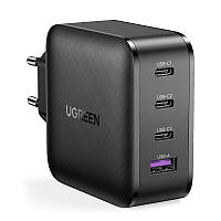 Сетевое зарядное устройство Ugreen CD224 65W USB + 3xType-C PD GaN Charger Black (70774)