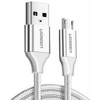 Кабель UGREEN US290 USB 2.0 - micro-USB Aluminum Braid 2m White (60153)