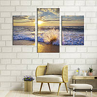 Картина на холсте KIL Art для интерьера в гостиную Красивая морская волна 141x90 см (422-32) z111-2024
