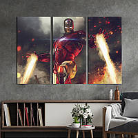 Модульна картина триптих на полотні KIL Art Tony Stark — Iron Man 156x100 см (716-31) D7P5-2023