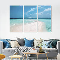 Модульная картина триптих на холсте KIL Art Яркий голубой морской пейзаж 156x100 см (460-31) z111-2024