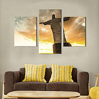 Картина на холсте KIL Art для интерьера в гостиную Статуя Христа в Рио-де-Жанейро 141x90 см (464-32) z111-2024