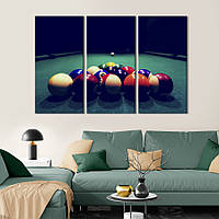 Модульна картина триптих на полотні KIL Art Кольорові більядні кулі 156x100 см (486-31) D7P5-2023