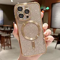 Чохол бампер силіконовий для Apple iPhone 14 Pro Айфон MagSafe Колір Золотистий Золотий ( Gold) Блискітки