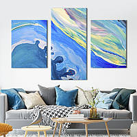 Картина на холсте KIL Art для интерьера в гостиную Абстракция гамаа холодных цветов 141x90 см (5-32) z111-2024