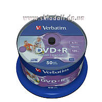 Диск Verbatim 4.7Gb -16x (cake 50) azo DVD+R printable 43512