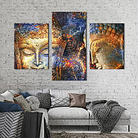 Картина на холсте KIL Art для интерьера в гостиную Сияющий портрет Будды 141x90 см (83-32) z111-2024