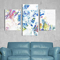 Картина на холсте KIL Art для интерьера в гостиную Абстактные краски на белой бумаге 141x90 см (57-32)