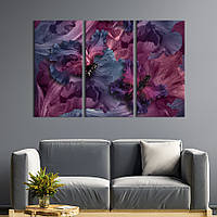 Модульна картина на полотні з 3 частин KIL Art триптих Місячні метелики та квіти 156x100 см (887-31)