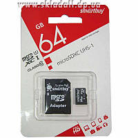 Карта памяти micro-SDXC 64Gb Smartbuy Class10 UHS-1 + SD adapter