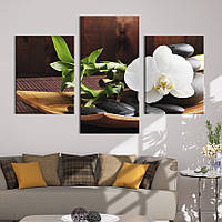 Картина на холсте KIL Art для интерьера в гостиную Эстетическая белая орхидея 141x90 см (63-32) z111-2024