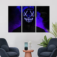Модульная картина триптих на холсте KIL Art Светящаяся неоновая маска Судная ночь 128x81 см (659-31) z111-2024