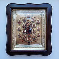 Ікона "Древо Пресвятої Богородиці", лик 15х18 см, у темному дерев'яному кіоті, тип 2