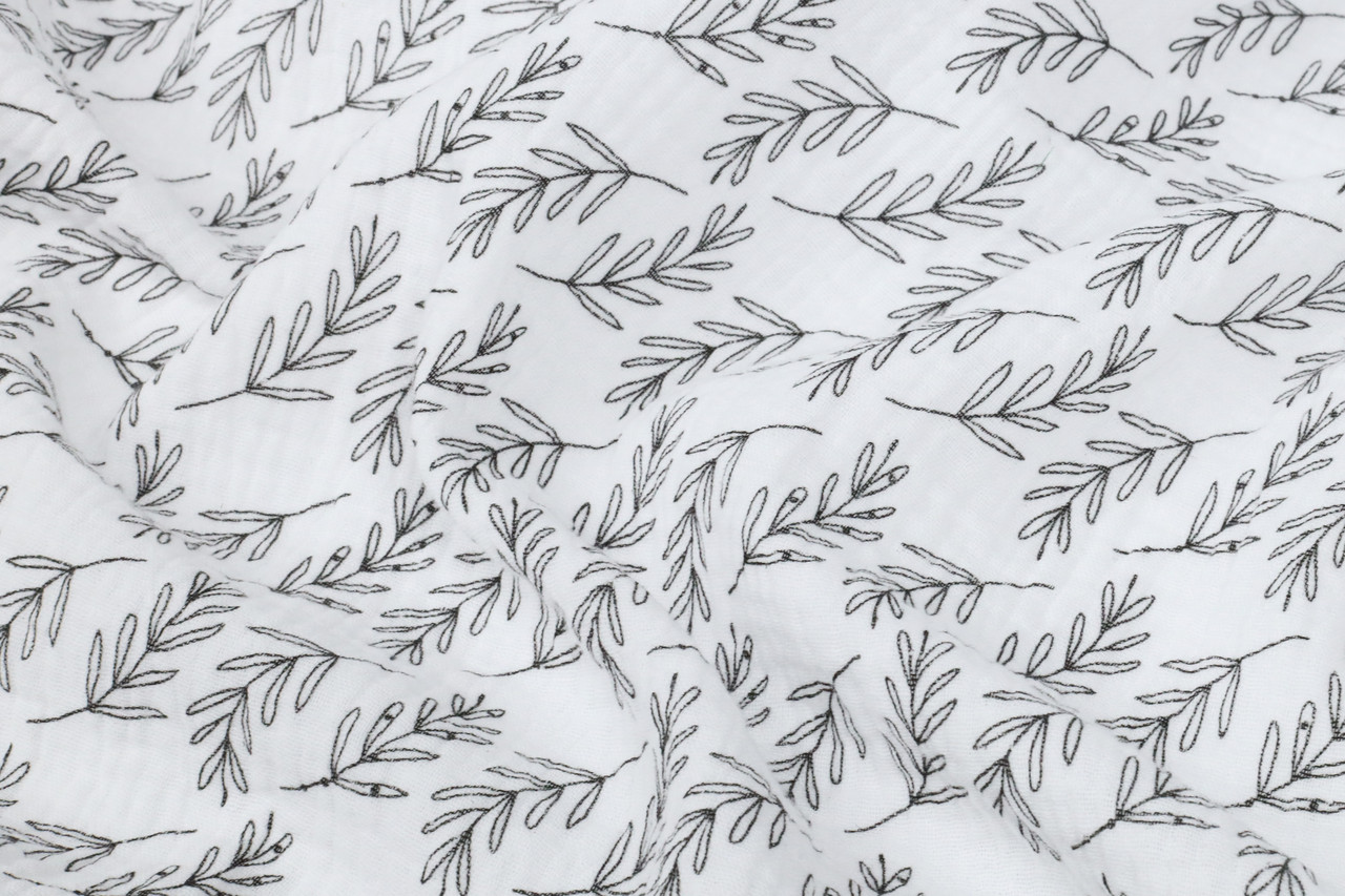 Муслін жатка Гілочки чорні на білому 135 см, фото 1