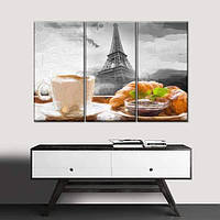 Модульная картина из трех частей KIL Art Завтрак в Париже 156x100 см (M3_XL_139) z111-2024