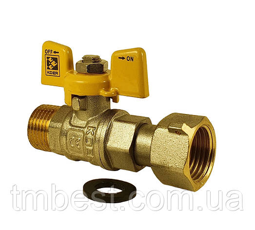 Кран кульовий газовий 1/2" з накидною гайкою прямий Чехія., фото 1