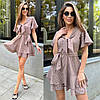 Легка жіноча міні сукня з зав'язкою на грудях у горошок софт Smmk8439, фото 8