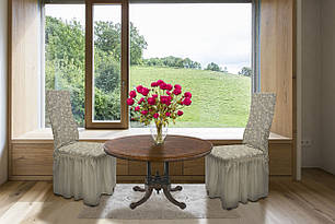 Жаккардові чехли на стільці Roza з спідницею Ванільний