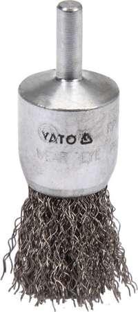 Щітка зачистна з нержавіючої сталі для дриля YATO: Ø = 25 мм, зі шпинделем Ø = 6 мм, 4500 об/хв