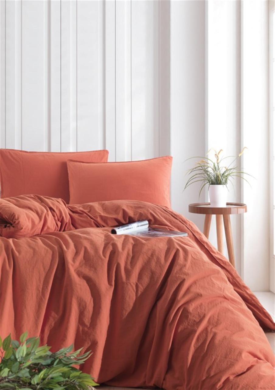 Постільна білизна Limasso Stonewashed Ranforse 200 х 220 см Mecca Orange, фото 1