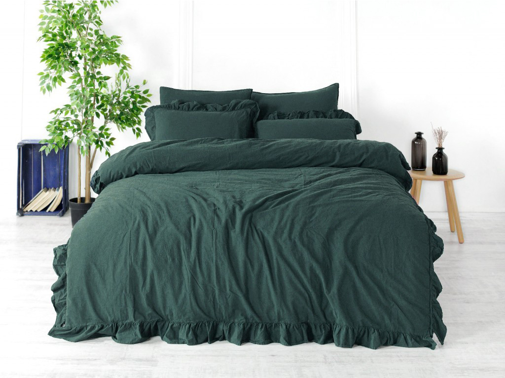 Постільна білизна Limasso Stonewashed Exclusive Ranforce 160 х 220 см Dark Green