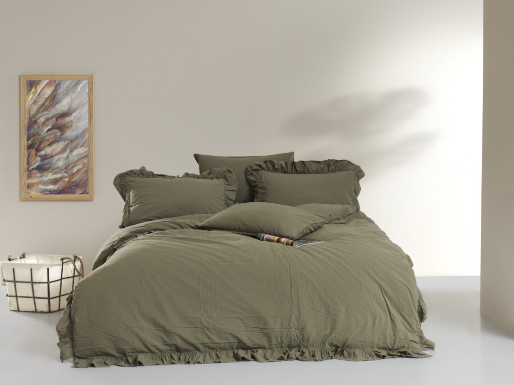 Постільна білизна Limasso Stonewashed Exclusive Ranforse 200 х 220 см Capulet Olive, фото 1