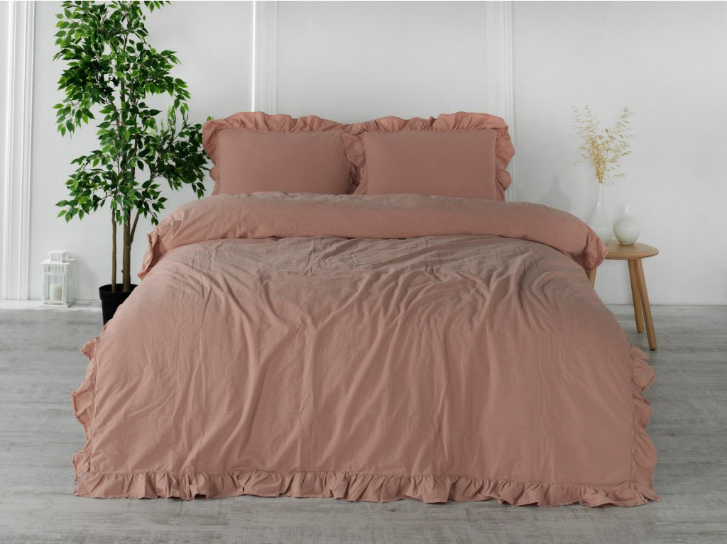 Постільна білизна Limasso Stonewashed Exclusive Ranforse 200 х 220 см Cameo Brown, фото 1