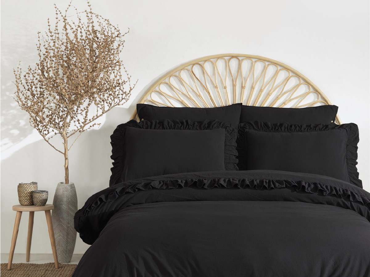 Постільна білизна Limasso Stonewashed Exclusive Ranforse 200 х 220 см Black, фото 1
