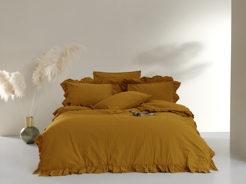 Постільна білизна Limasso Stonewashed Exclusive Ranforse 200 х 220 см Hardal, фото 1