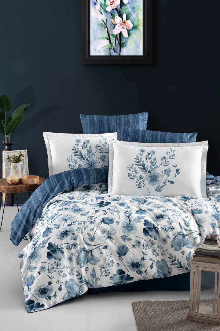 Постільна білизна La Romano Premium Satin 200×220 Madena Blue, фото 1