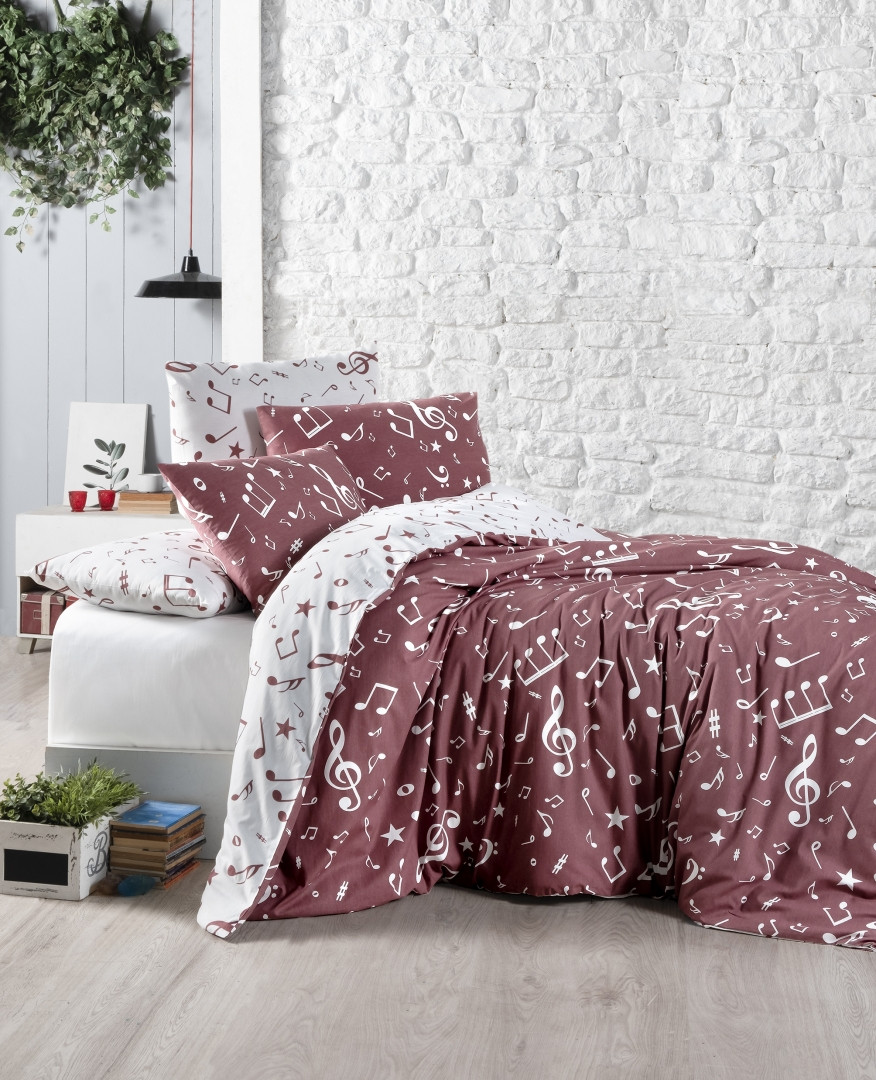 Постільна білизна First Choice Ranforce 200 х 220 см Major Dark Red, фото 1