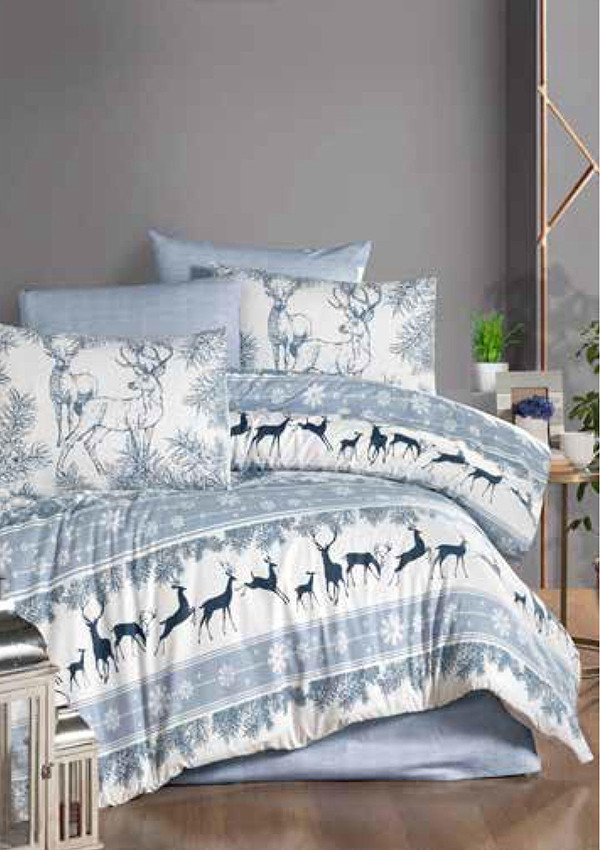 Постільна білизна First Choice Ranforce 160 х 220 см Deer Indigo, фото 1