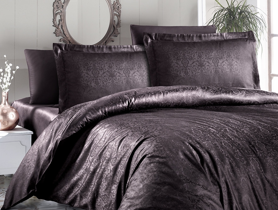 Постільна білизна First Choice Jacquard Satin 200х220 Athena Brown