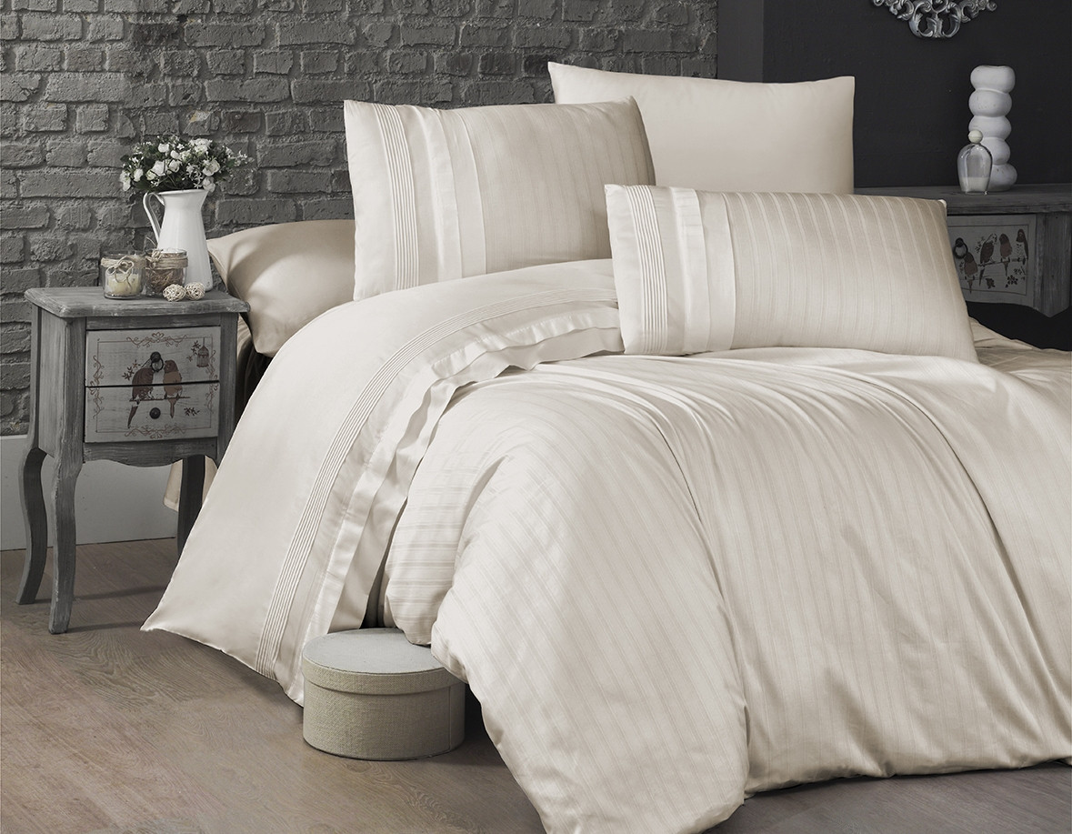 Комплект постільної білизни First Choice Deluxe Satin 200х220 New Trend Cream, фото 1