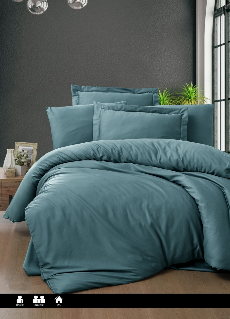 Постільна білизна First Choice Cotton Satin 200x220 Snazy Blue Stone, фото 1